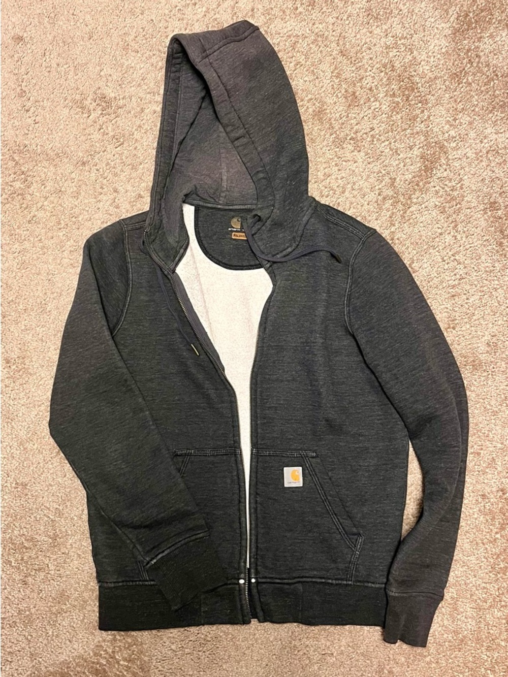Carhartt Gray Relaxed-Fit Hooded Zip Sweatshirt